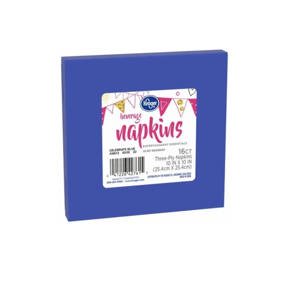 12 Packs Kroger Blue Three-Ply Napkin 10”x10” 16ct total 192ct “Celebrate” print
